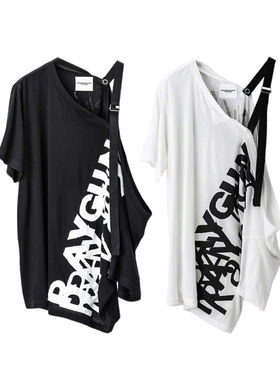 SOLOIST T-Shirt Black纯棉LOGO印花街头风痞帅露肩短袖T恤黑色