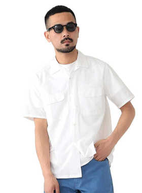 BEAMS PLUS Open Collar 白色 夏季休闲开衫经典纽扣衬衫短袖上衣