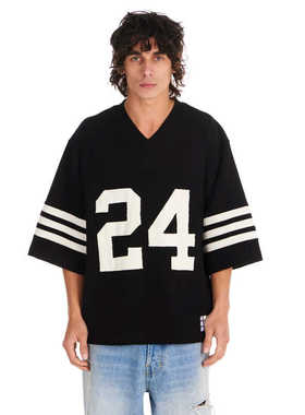 NAHMIAS  Heavy Cotton 24 Football Jersey黑色厚针织短袖运动衫