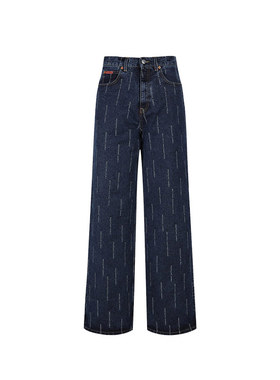 MARTINE ROSE 编织阔腿线条夏季直筒休闲宽松潮流牛仔裤蓝色