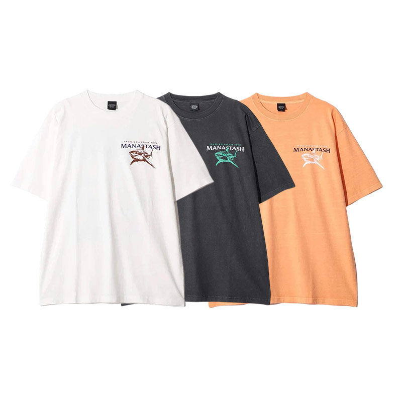 MANASTASH Pumice Tee Shark 鲨鱼印花男士休闲棉质短袖T恤