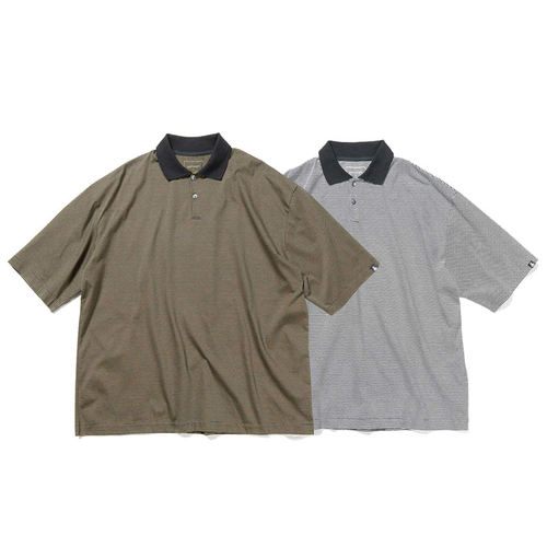 SOPHNET.  SS24 夏季新款 翻领细条纹 黑色棉质短袖休闲上衣T恤