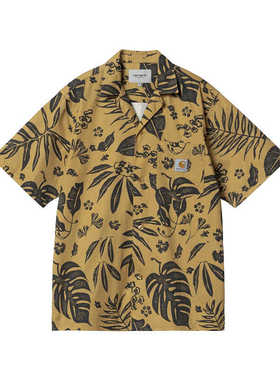 CARHARTT WIP  Woodblock Shirt  印花时尚 男士上衣棉质短袖衬衫