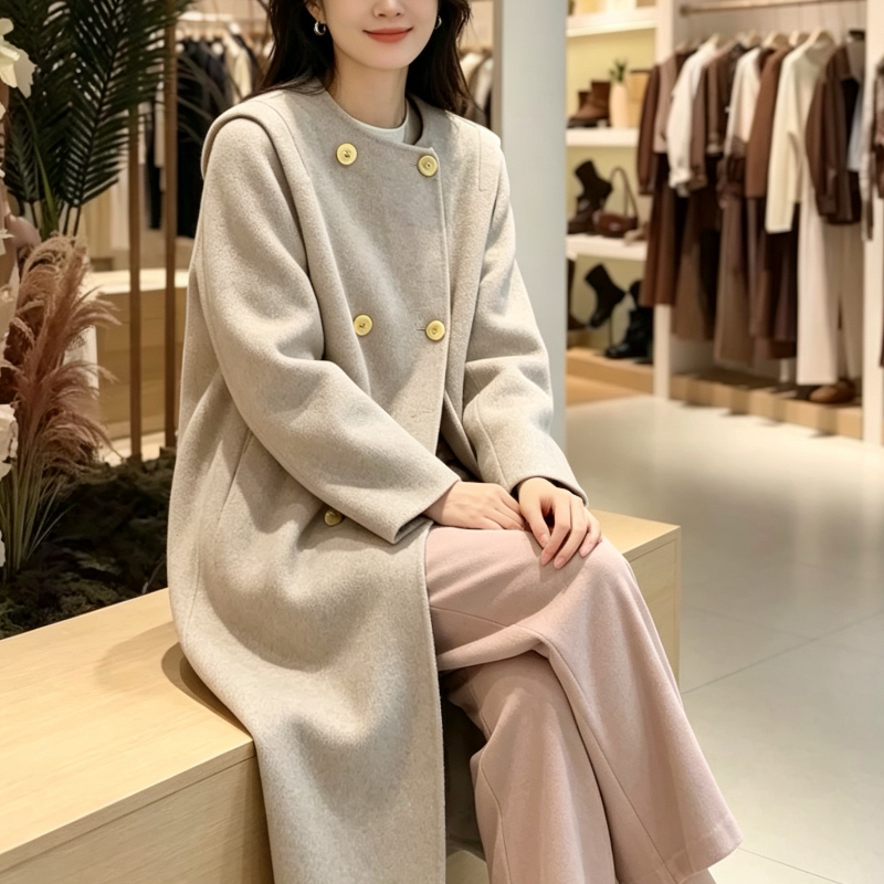 南油高端女装2026秋冬新款女装时尚百搭显瘦宽松休闲毛呢外套女
