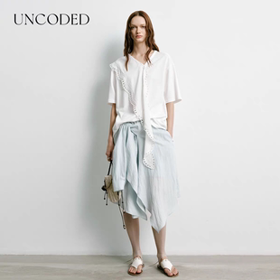 UNCODED2026夏款百搭透气设计感上衣飘带随性百搭衬衫