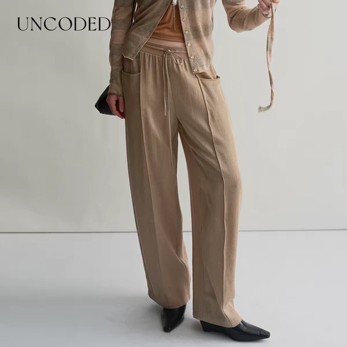 Uncoded26秋多色中缝压线分割设计直筒裤女视觉瘦腿穿搭KWLA1K004