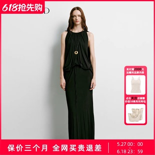 Uncoded26夏黑色两穿袖极简连衣裙女气质通勤优雅松驰风KWLR3L091