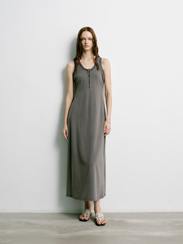 #UNCODED 26夏季 罗纹圆领背心植物染连衣裙KWLR1L073