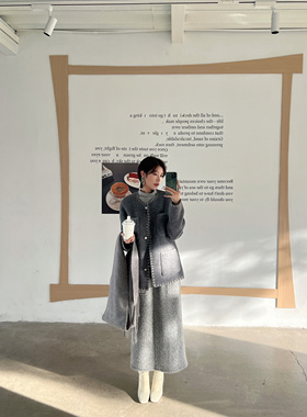 UNCODED 25冬大衣W053假两件打底N087双面穿直筒半裙04-1