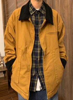 山月拾酒 菅田将晖户外中性复古纯棉日系口袋便携式工装夹克外套