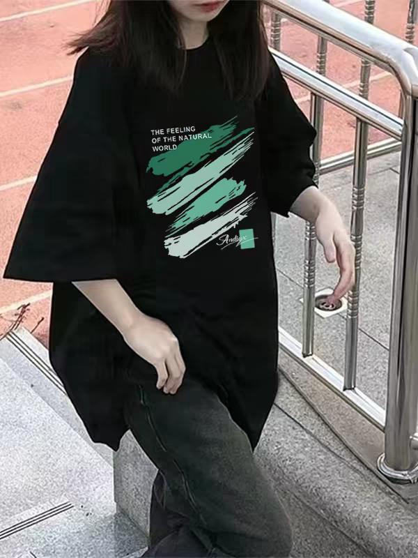 2026年新款夏季纯棉透气短袖t恤男生潮牌宽松青少年时尚百搭落肩