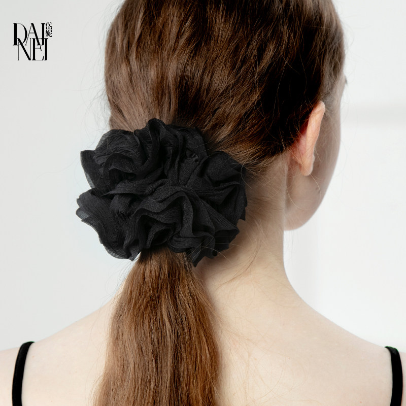 DAINEI岱妮蔷薇花语发圈女小众设计感头花法式丸子头大肠发圈发饰