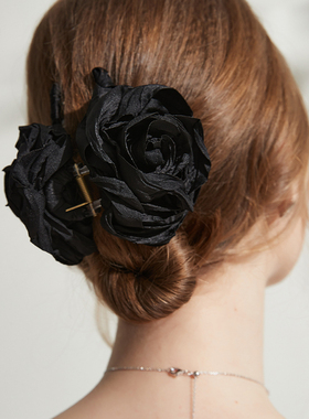 DAINEI岱妮漫步蔷薇抓夹女高级感大号发量大手工花朵鲨鱼抓夹发饰