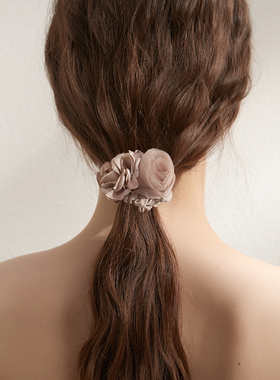 DAINEI岱妮摩登花语发圈女款夏天高级感立体花朵松紧马尾头绳发饰