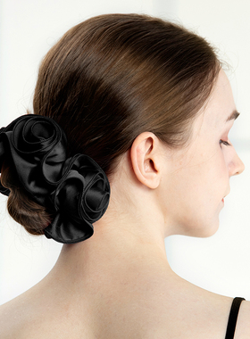 DAINEI岱妮花朵发圈（缎面款）立体玫瑰花大肠发圈女款气质发饰