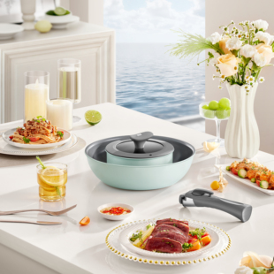 allulflon不粘锅具套装两件套炒锅家用炒菜锅叠叠锅