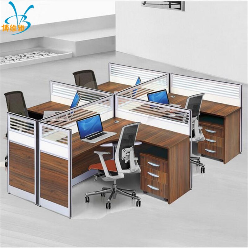 简约现代时尚员工桌 职员电脑办公桌办公家具L型隔断屏风桌