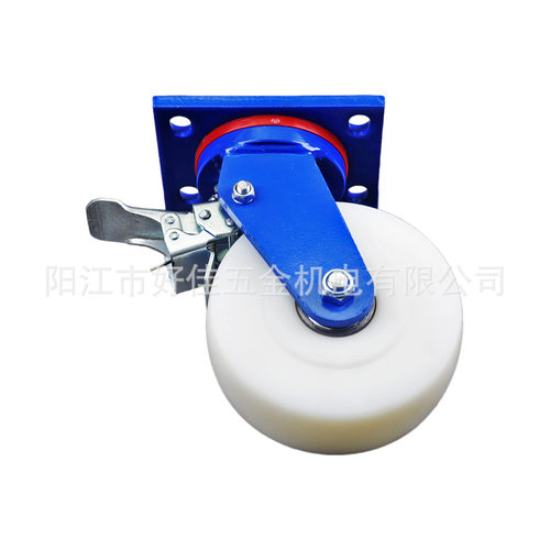 源头工厂产品6X2超重型精密轴承高承载1T实心尼龙万向刹车脚轮