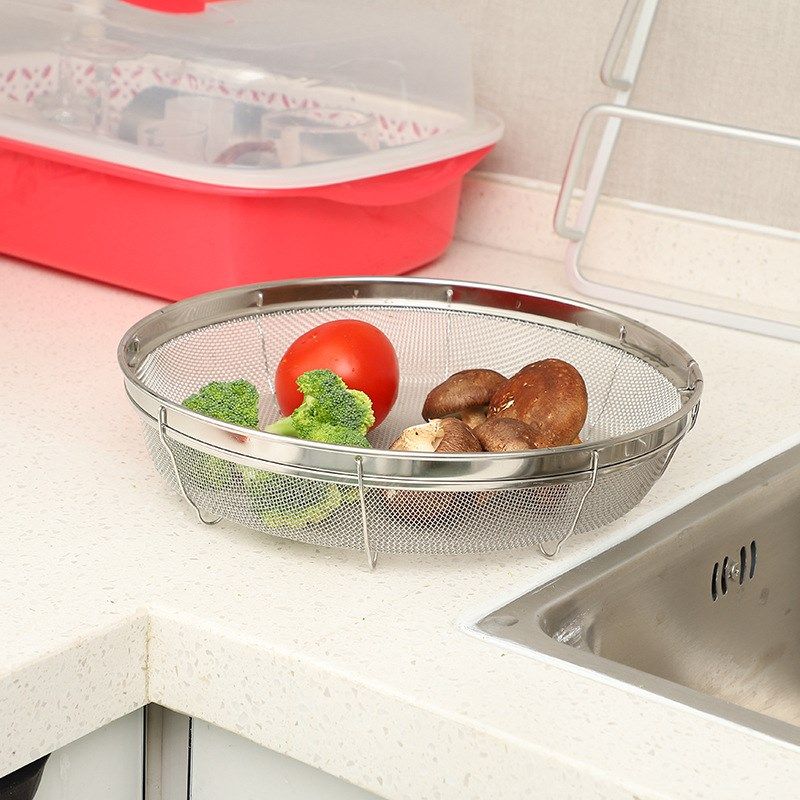 不锈钢浅型加筋丝网网篮沥水盆水果篮家用淘米篮洗米筛神器,家装主材,沥水篮,淘宝优惠券,粉丝福利购,淘宝优惠卷