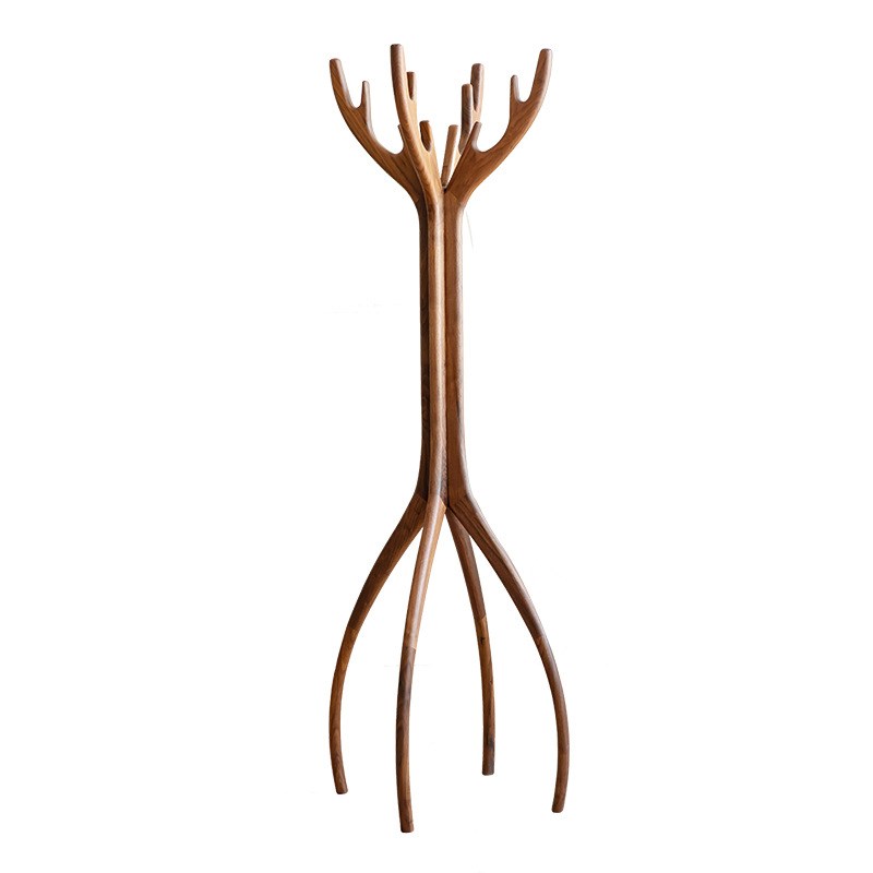 北美黑胡桃木衣帽架北欧意式门厅衣架落地衣服架子实木进门挂衣架