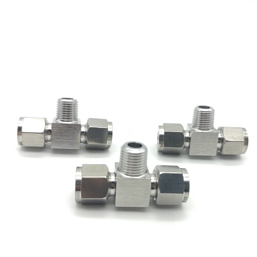 304不锈钢三通终端接头681012T型三通接头 1/4 1/2外螺纹三通接头