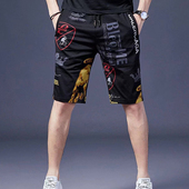 男士 潮流百搭印花速干潮牌透气五分裤 夏季 薄款 新款 冰丝休闲短裤