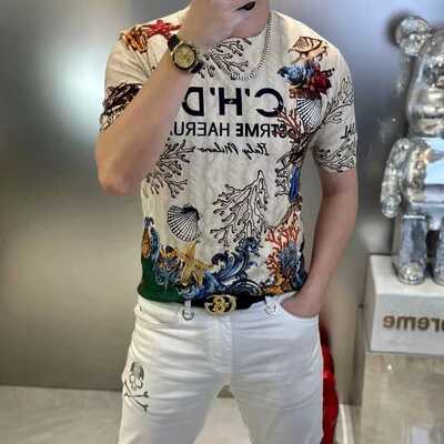 短袖t恤男士春夏季新款欧货潮牌印花休闲2025ins青年百搭冰感上衣