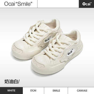 ocaismile白色低帮帆布鞋