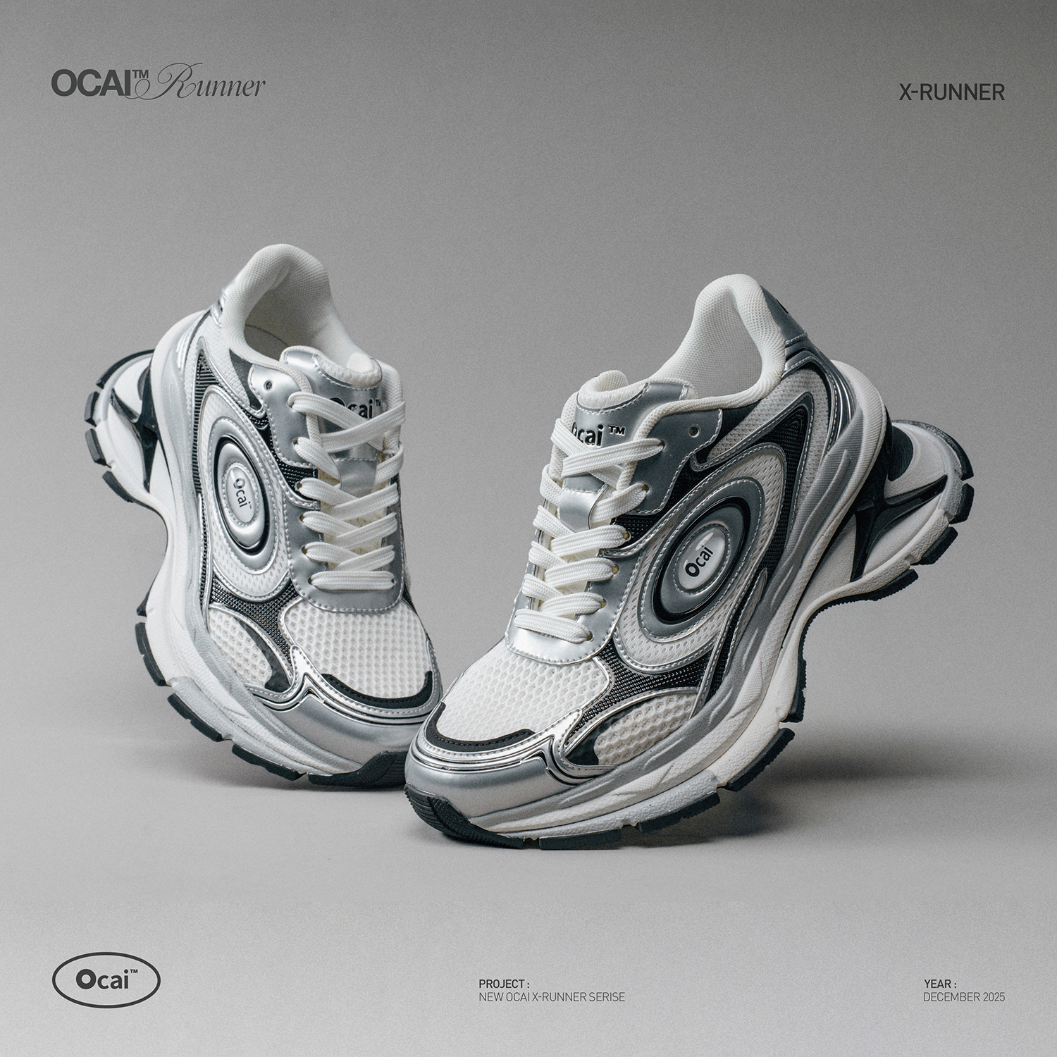 【12.08 0点发售】Ocai“X-Runner”星河银飞碟2.0厚底增高老爹鞋