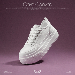 国潮通勤百搭厚底休闲板鞋 Ocai 白色恋人蛋糕帆布鞋 Canvas Cake