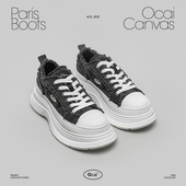 左岸灰厚底增高帆布鞋 毛边休闲鞋 Paris Boots 明星同款 Ocai