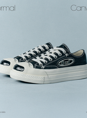 Ocai Normal Canvas 复古黑经典帆布鞋 开口笑国潮厚底情侣休闲鞋