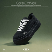 Cake Canvas 至纯黑巧蛋糕帆布鞋 Ocai 国潮厚底增高复古黑色板鞋