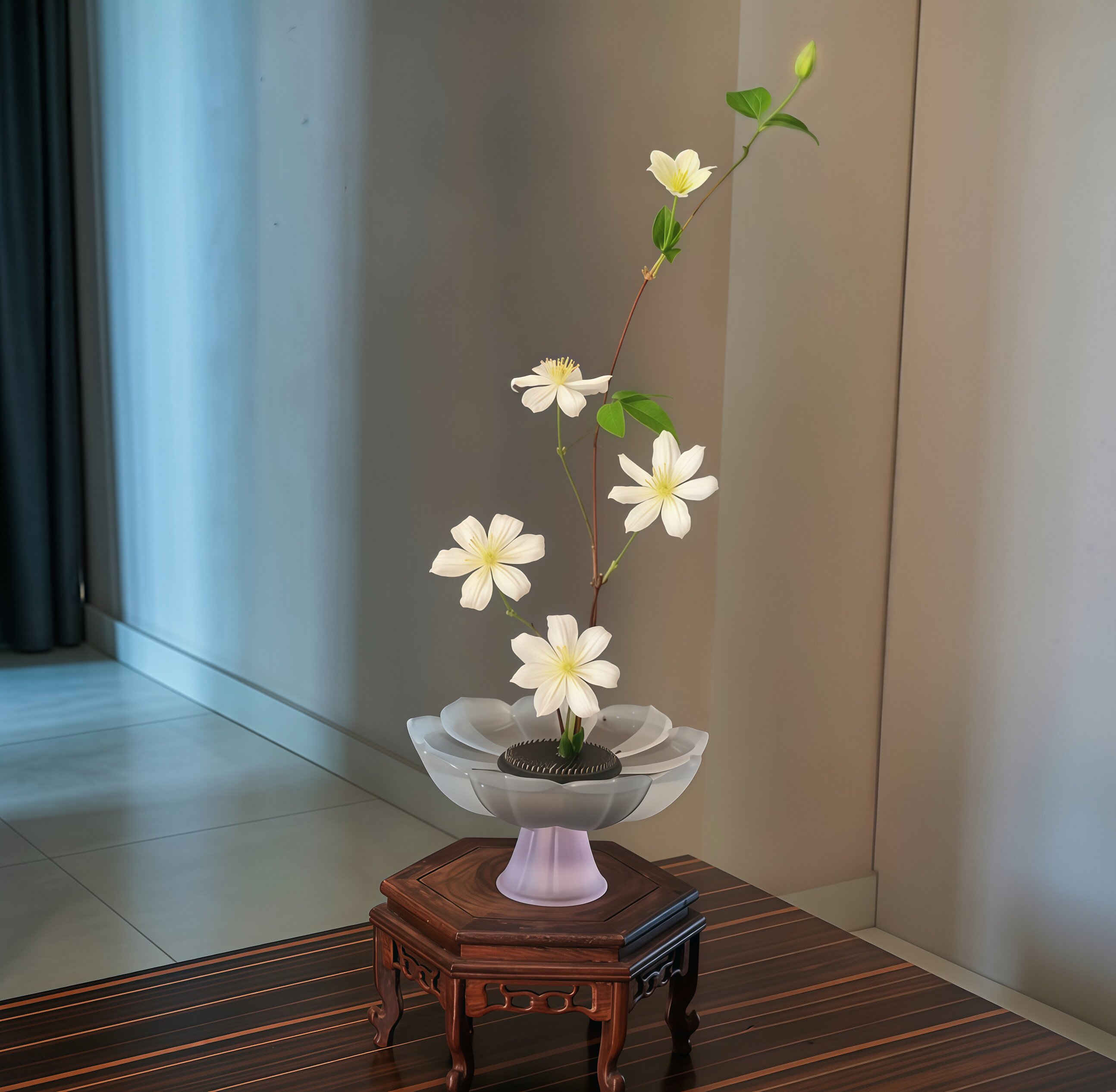 新中式琉璃雾面高足花瓶摆件图片