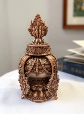 精品紫铜宝瓶长寿佛宝瓶摩尼宝宝瓶密宗居家供奉摆件法器15cm