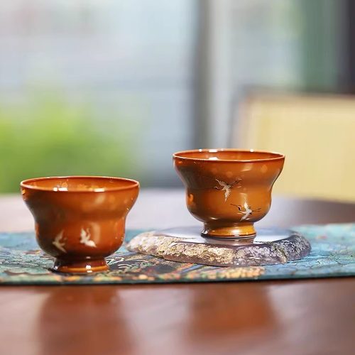 大鱼美器 瑞鹤葫芦杯 纯手工手绘仙鹤主人杯景德镇陶瓷茶杯个人杯