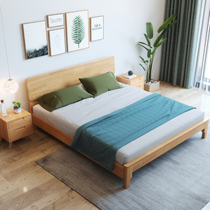 源氏木语全实木床现代简约北欧式1.8米单双人主卧室简易经济型出