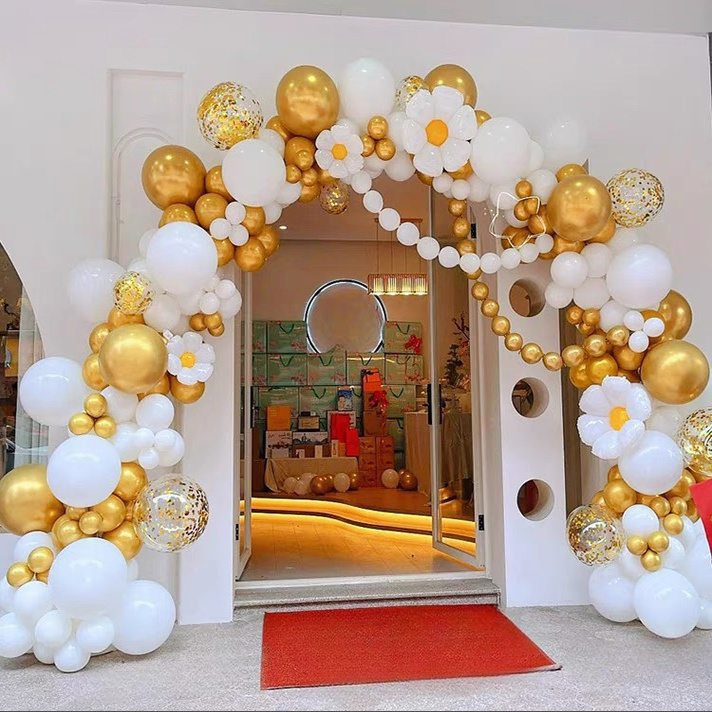 白金色系气球装饰店铺派对布置