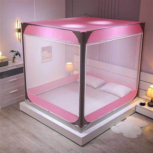 蚊帐家用2023新款遮光床帘一体式婴儿防摔儿童1米5床全底文纹账夏