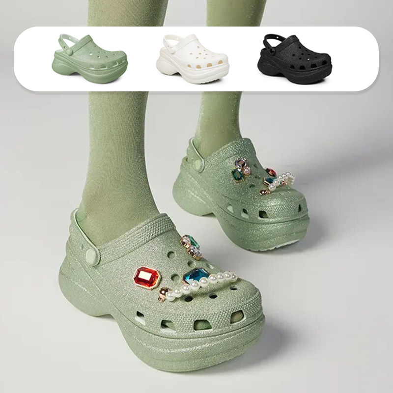 Crocs卡骆驰复古闪耀小鲸鱼厚底洞洞鞋凉鞋沙滩鞋女鞋拖鞋207261