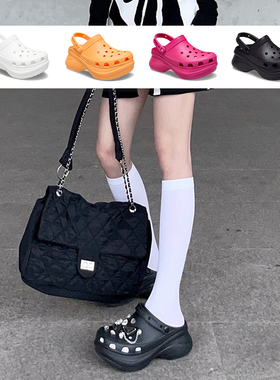 Crocs卡骆驰复古克骆格BAE小鲸鱼增高洞洞鞋夏季坡跟凉拖鞋206302