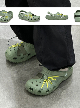Crocs卡骆驰经典绑带装饰男女情侣洞洞鞋户外透气沙滩拖鞋210393