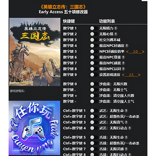 《英雄立志传:三国志》修改器 Steam电脑科技辅助工具不含游戏
