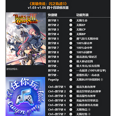 英雄传说闪之轨迹3Steam修改器