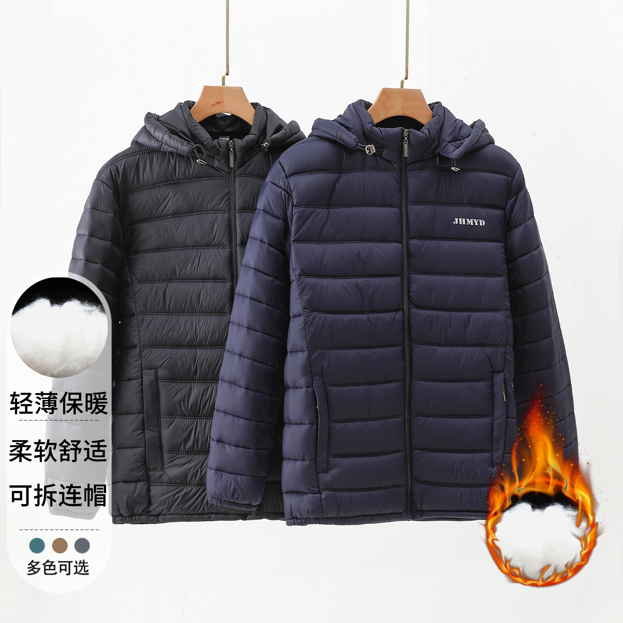 2026年新款中老年男连帽棉服爸爸轻薄羽绒棉棉衣外套爷爷棉袄上衣