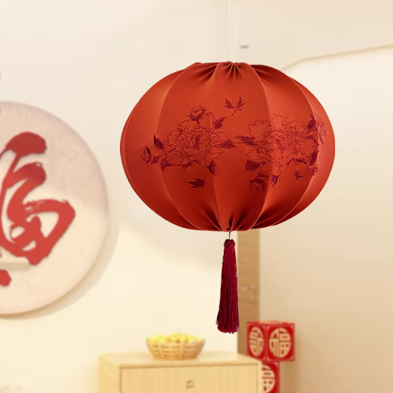 宜家中式刺绣灯笼古风吊灯乔迁结婚喜事阳台客厅大门口挂饰红灯笼