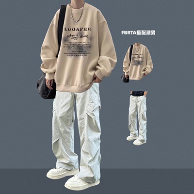 高街潮牌重磅卫衣男生穿搭套装