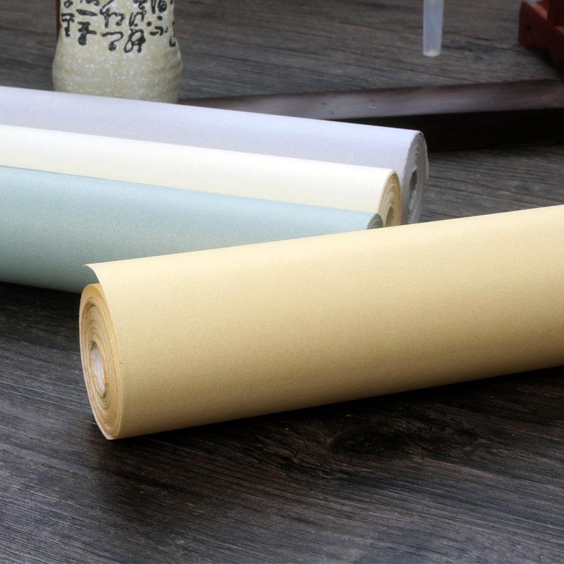 小楷宣纸复古流金蜡染长卷35cm*10米仿古灰色书法创作专用半生熟