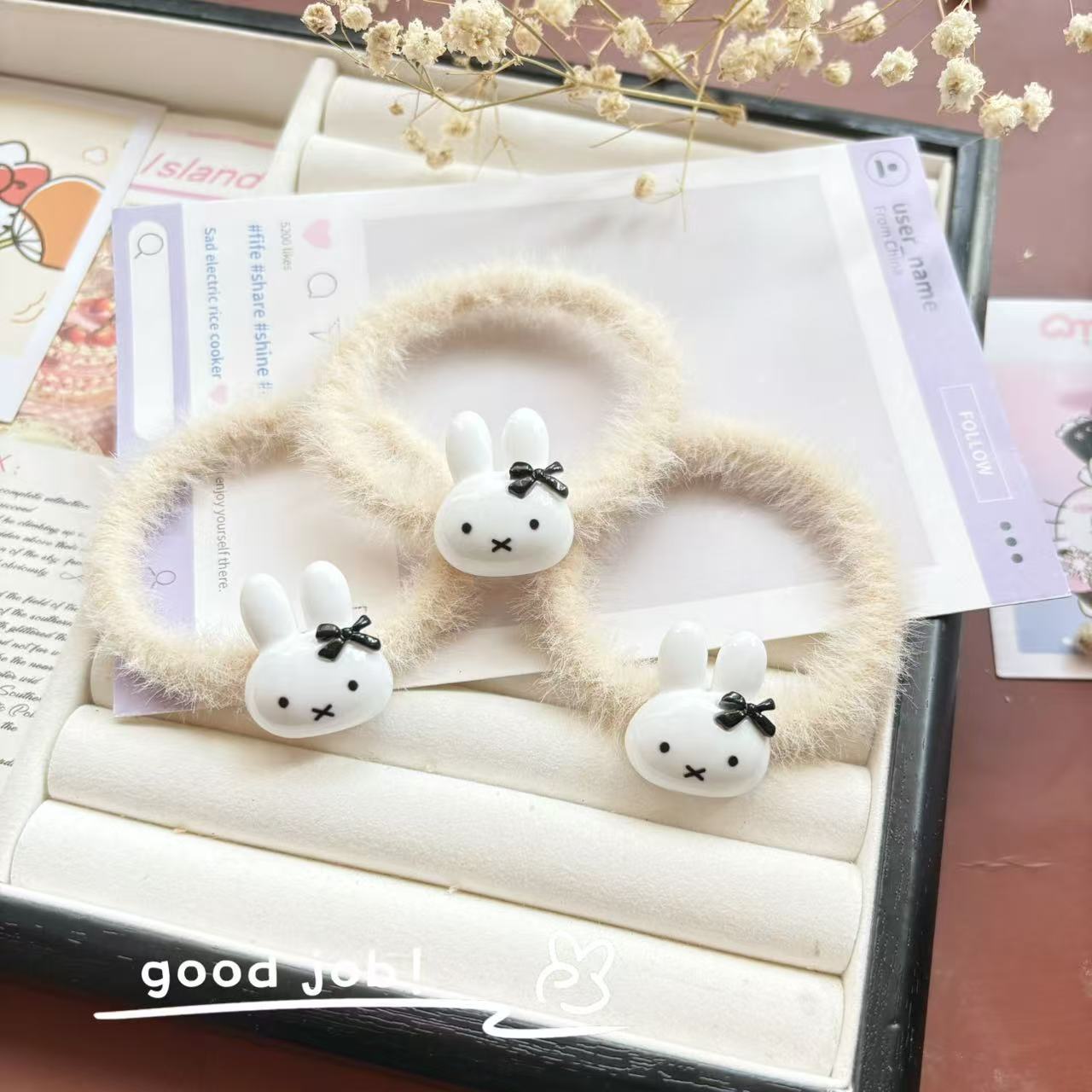 无注册商标可爱蝴蝶结毛绒发圈