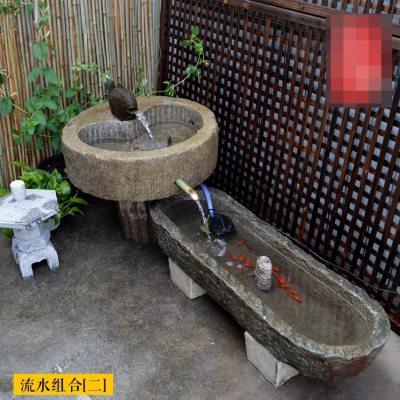 老旧石槽养鱼缸石头花盆种花室阳台小石槽流水组合民间猪槽马牛槽